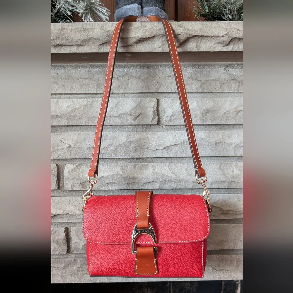 Dooney & Bourke Red Pebbled Leather Kyra Shoulder Bag - Picture 1 of 13